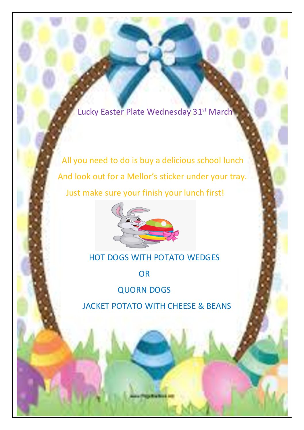 Lucky Easter Plate, Wednesday 31st March 2021