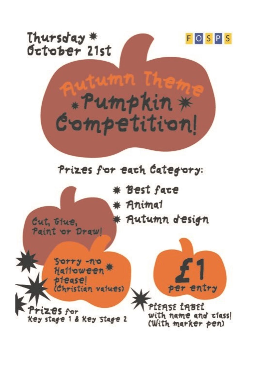 Autumn Theme Pumpkin Competition – Thursday 21st October 2021
