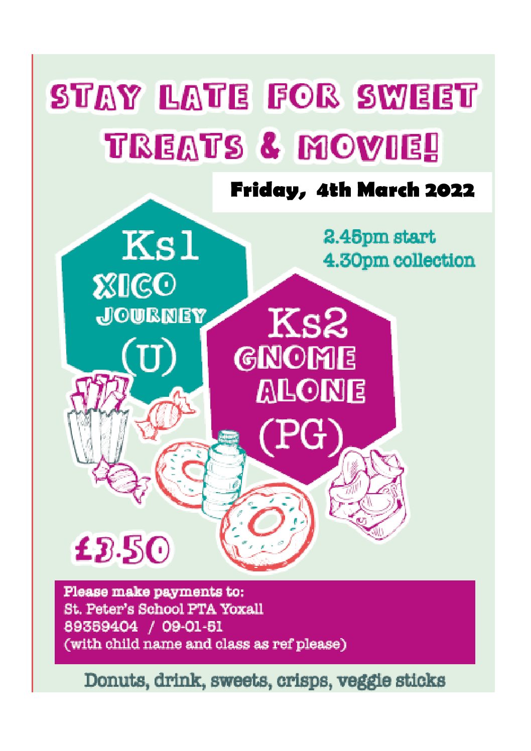 Sweet Treats and Movie Night – Date change now Friday 4th March 2022