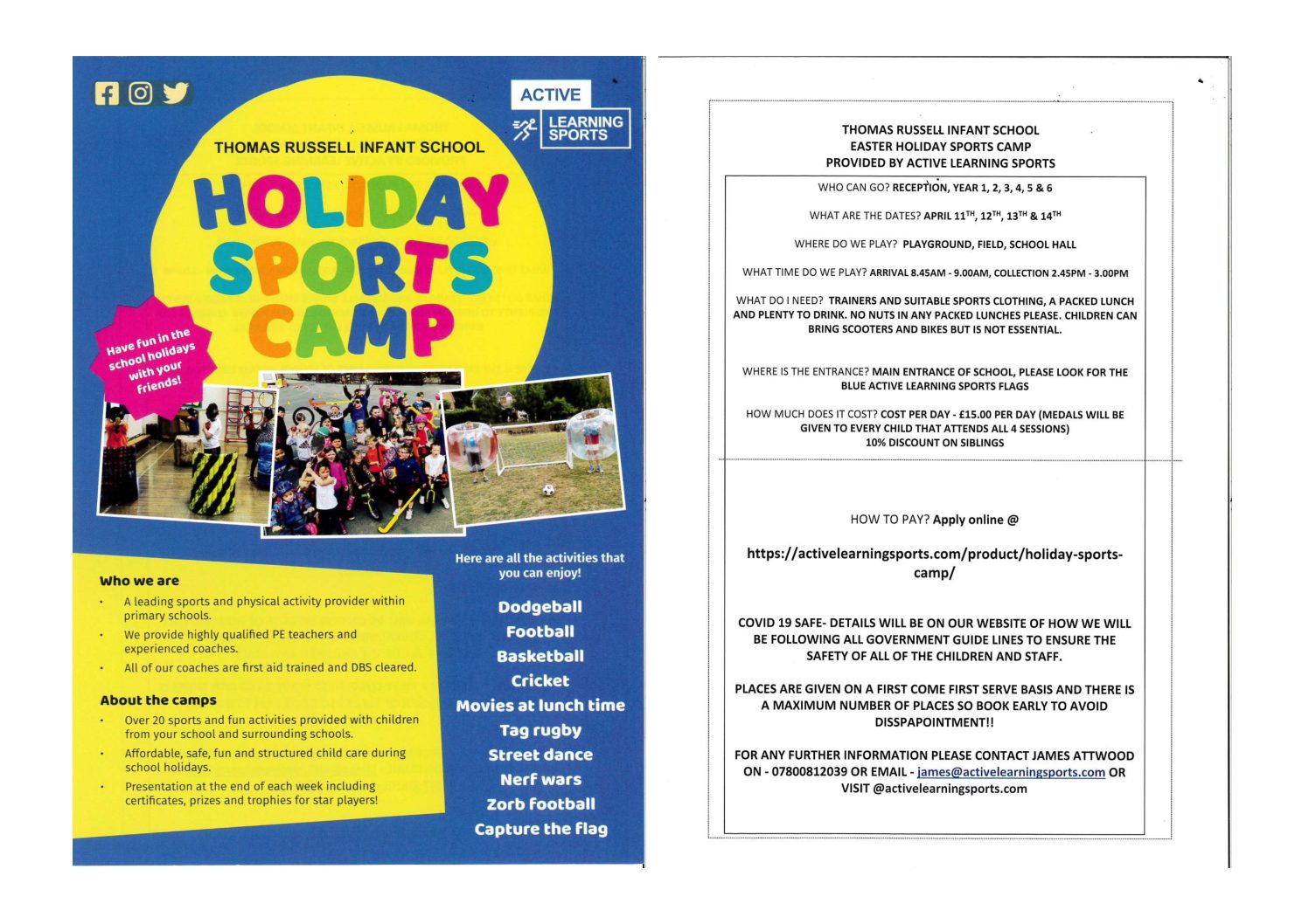 Easter Holiday Sports Camp – Thomas Russell Infant School