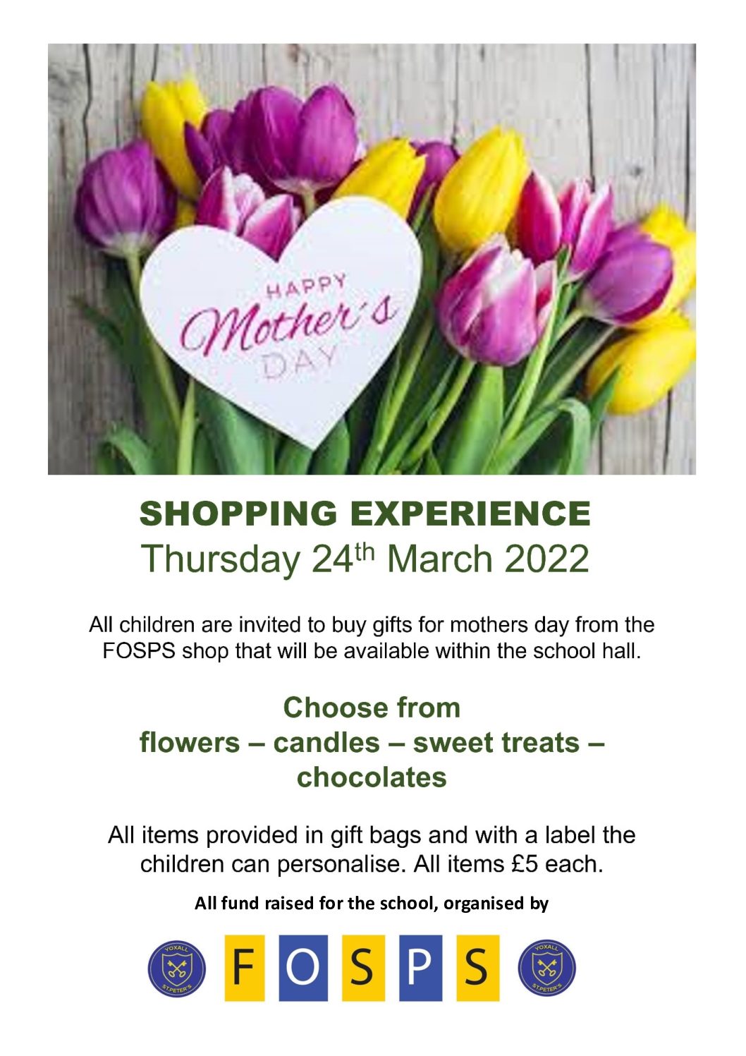 FOSPS Mother’s Day Sale – Thursday 18th March 2022