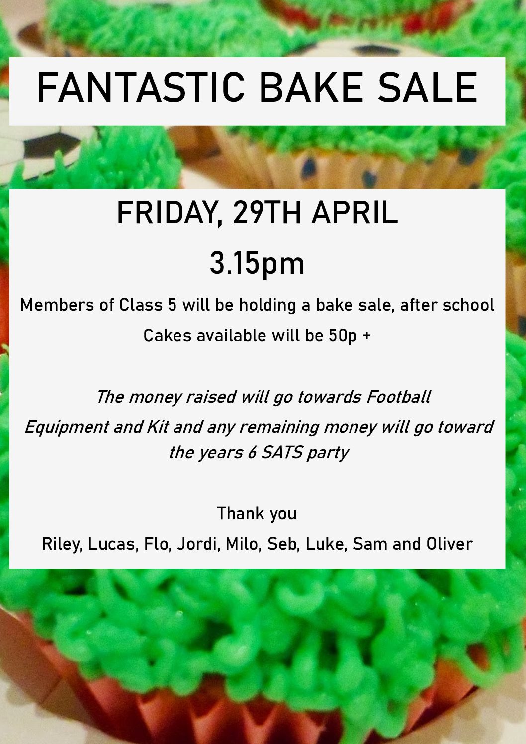 Cake Sale – Friday 29th April 2022