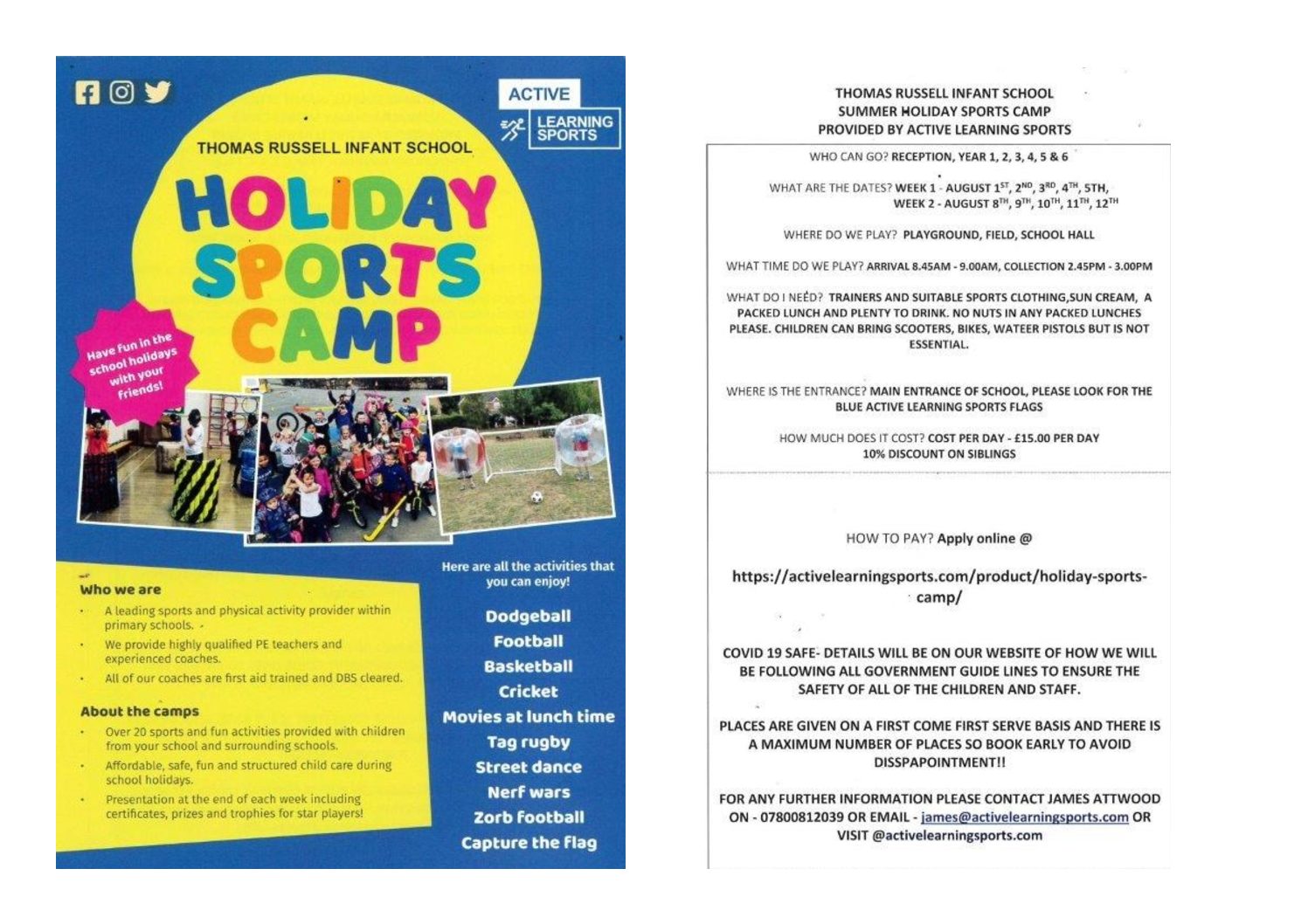 Holiday Sport Camp at Thomas Russell Infant School