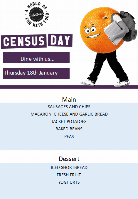 Census Day Thursday 18th January – Mellors Menu